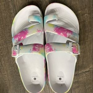 NEW womens white and tie dye sandals